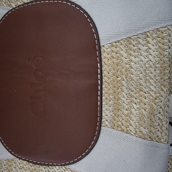 Straw Tote Bag with Leather Accent New 18W 12L New With Dust Cover - Picture 4 of 4